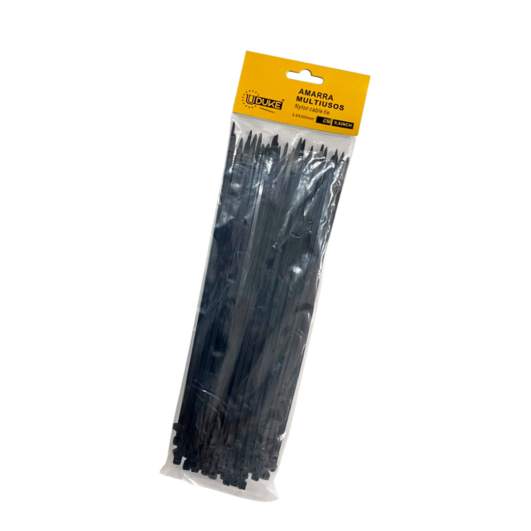 amarre plastico uduke negra 3.6x300mm (30cm) x 100unidades