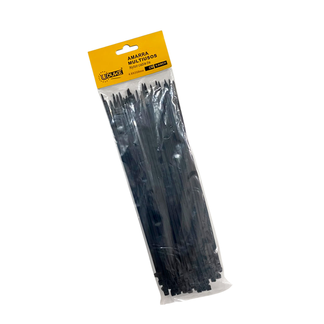 Amarre plástico Uduke negra 4.8x250mm 25cm x 100unds