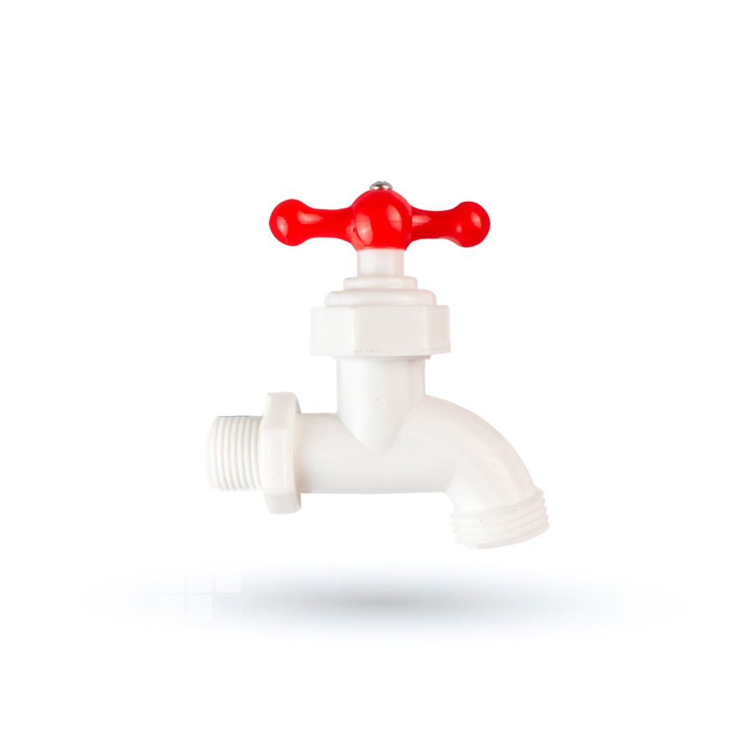 Llave chorro roja con racor